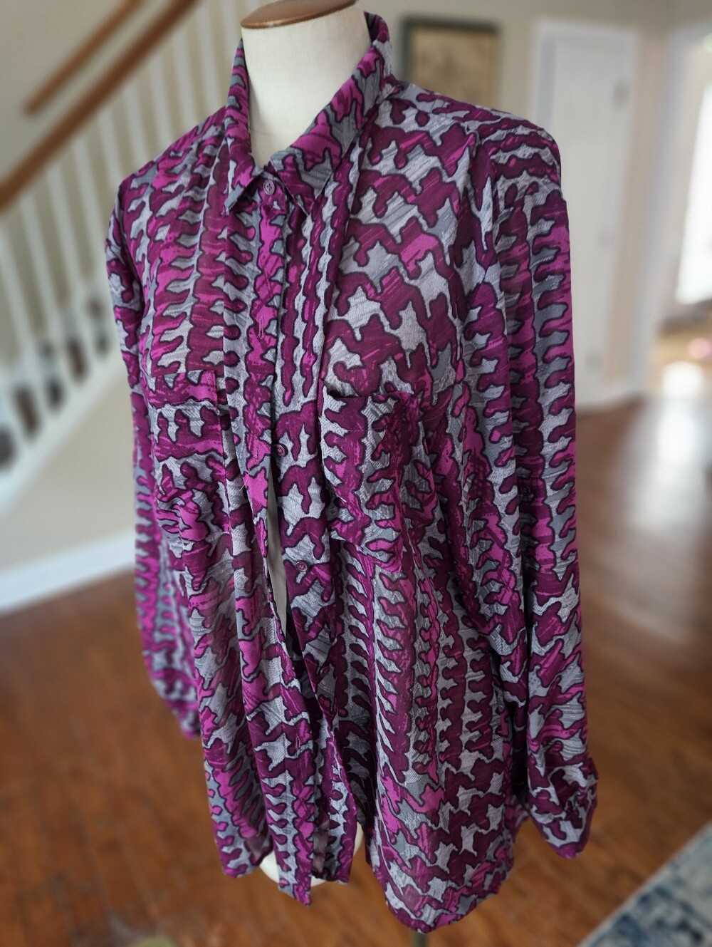Miss Tina Purple Abstract Top XL